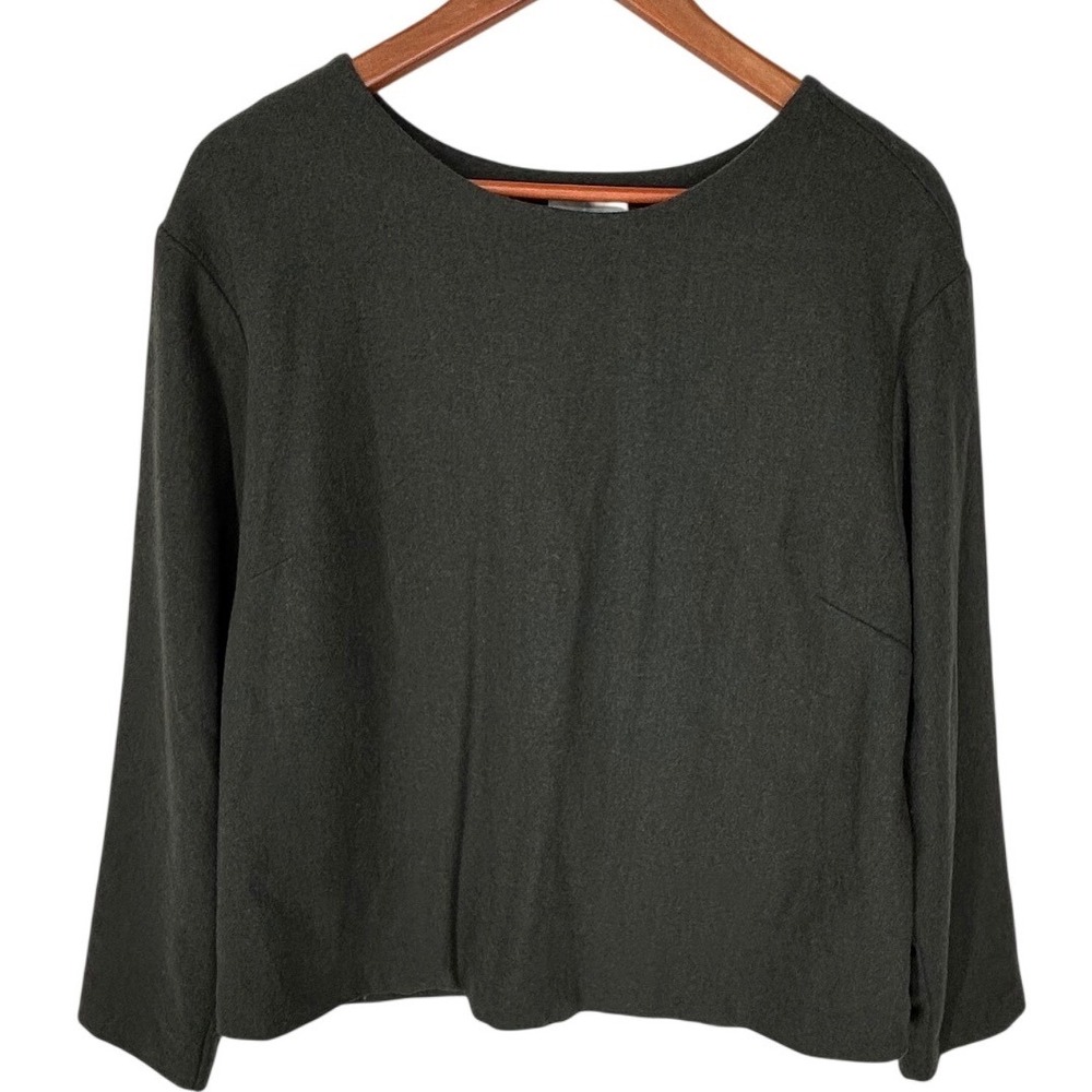Sam & Lavi Dark Green Long Sleeve Basic Wool Blend Blouse Women's‎  Size Medium
